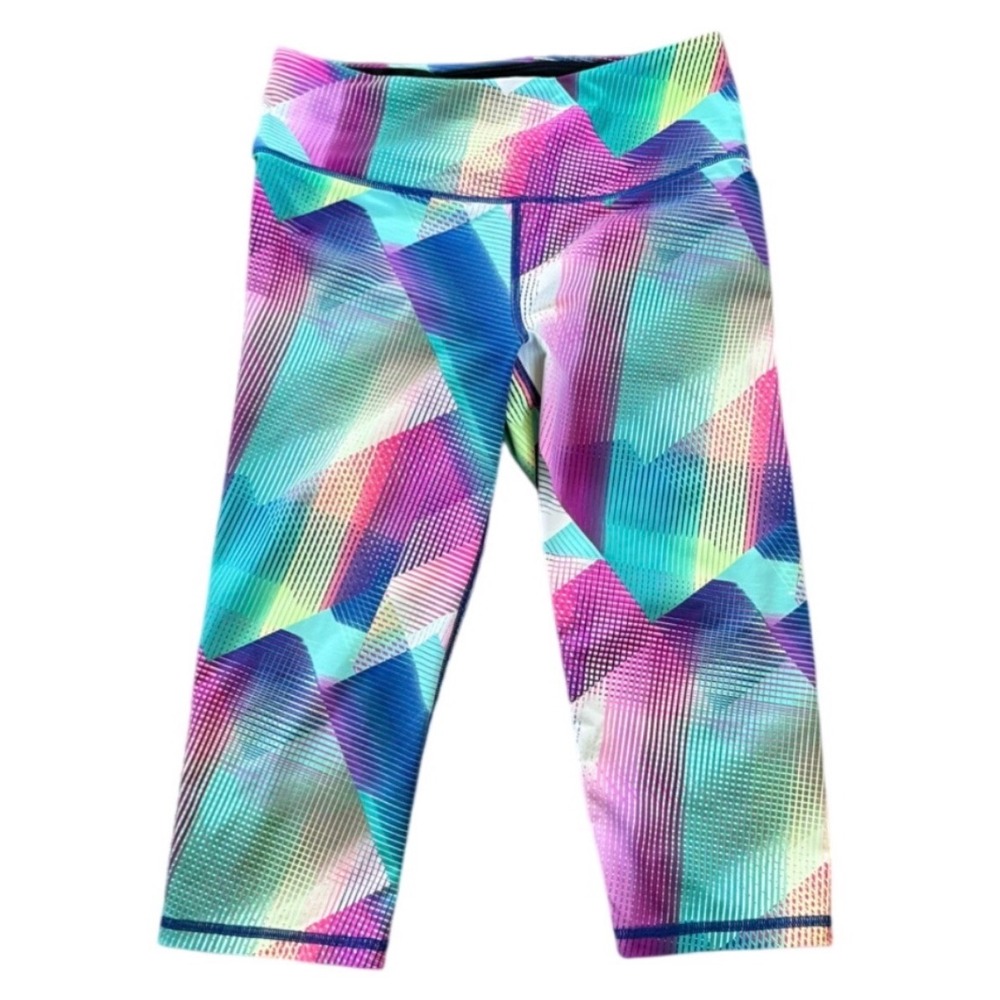 VSX Victorias Secret Sport Knockout Crop Leggings Geometric Prism Multi Color M